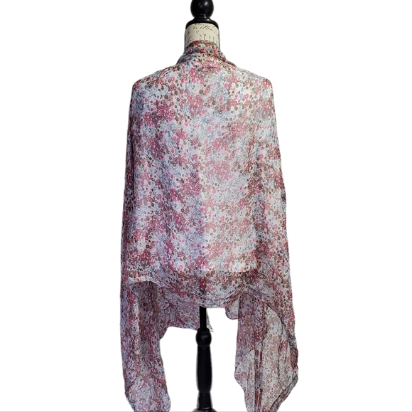 Women's Floral Print Wrap/Scarf  Sheer/Lightweight 100% Polyester - Picture 4 of 12